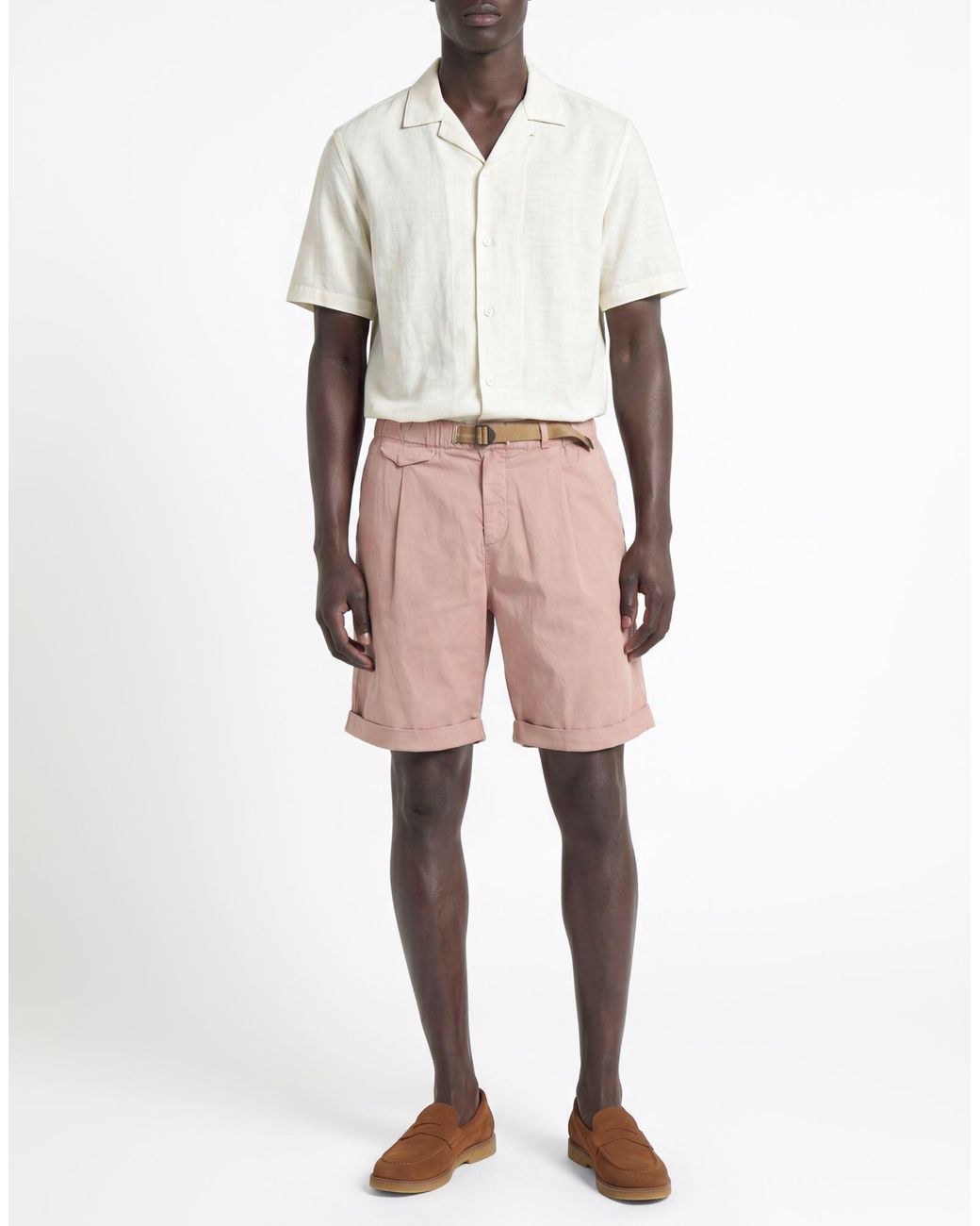 White Sand Pink Antique Rose Shorts & Bermuda Shorts Lyocell, Cotton, Elastane for men