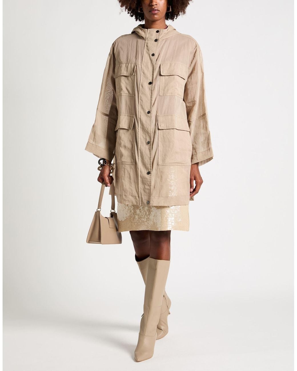 Brunello Cucinelli Natural Khaki Overcoat & Trench Coat Cotton