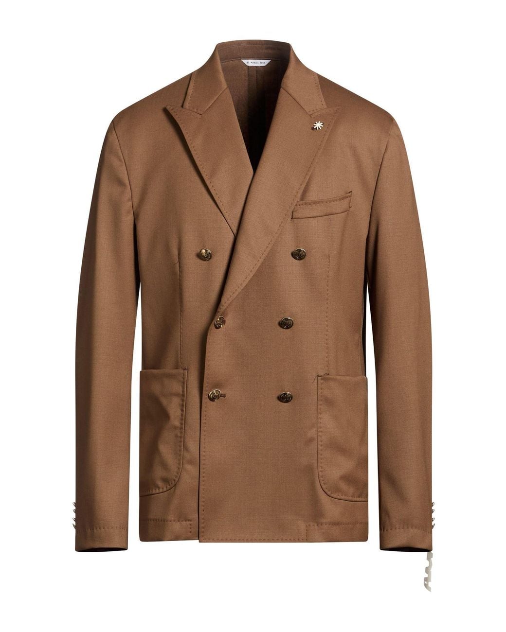 Manuel Ritz Brown Camel Blazer Wool, Elastane for men