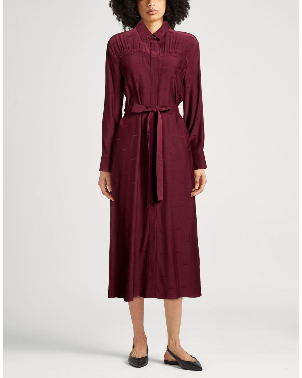 Iceberg Red Burgundy Midi Dress Acetate, Viscose