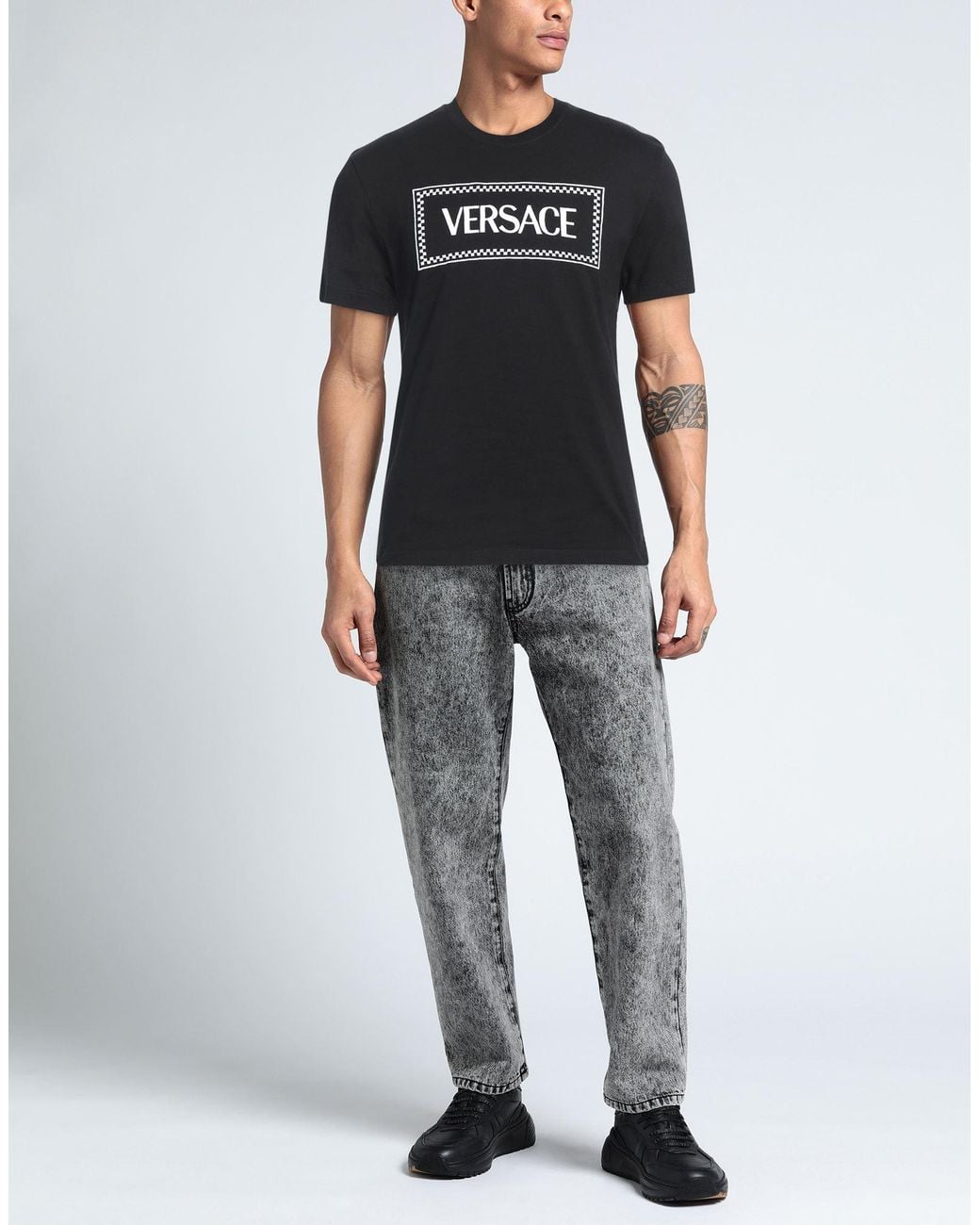 Versace Black T-Shirt Cotton, Polyester for men
