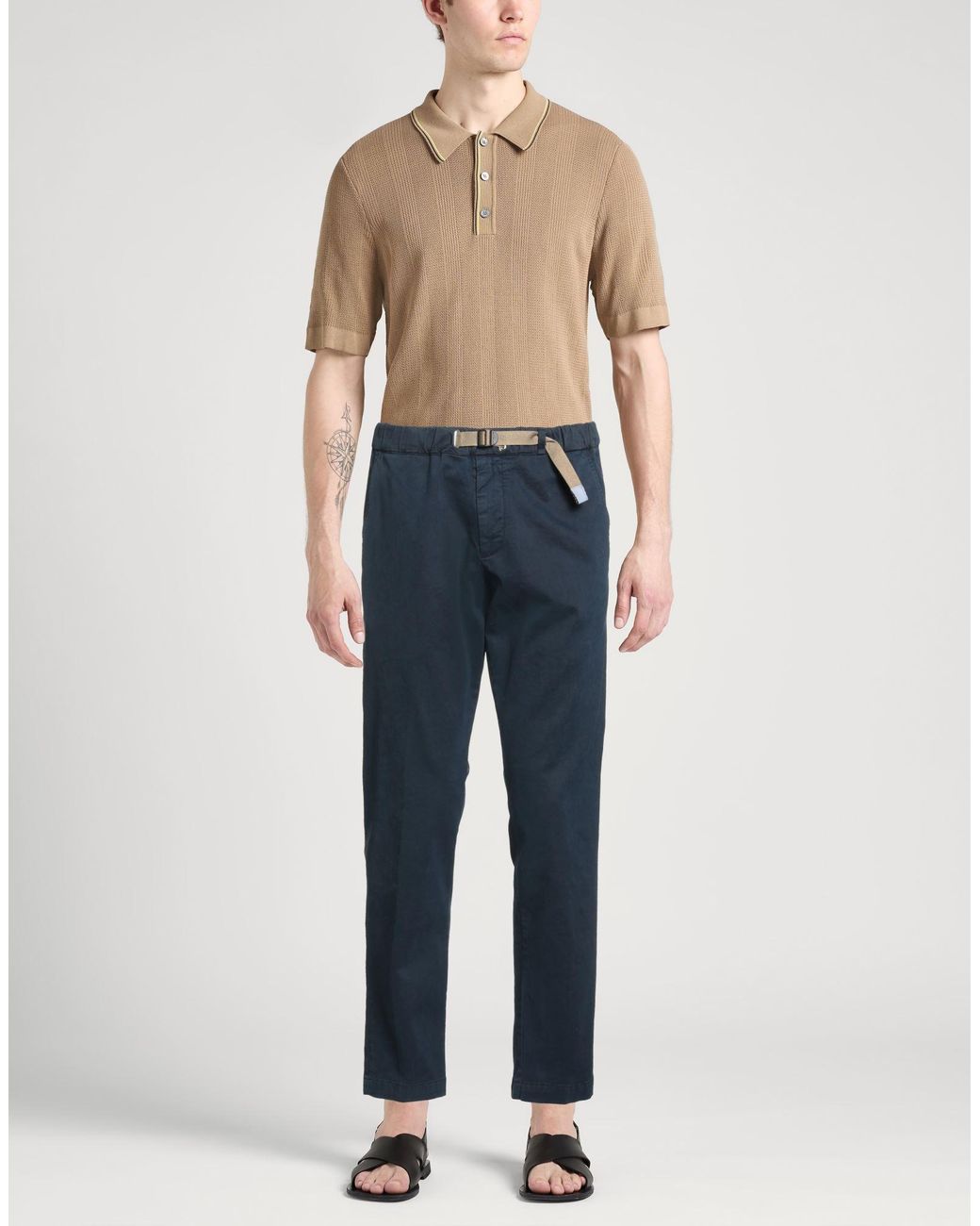 White Sand Blue Pants Cotton, Elastane for men
