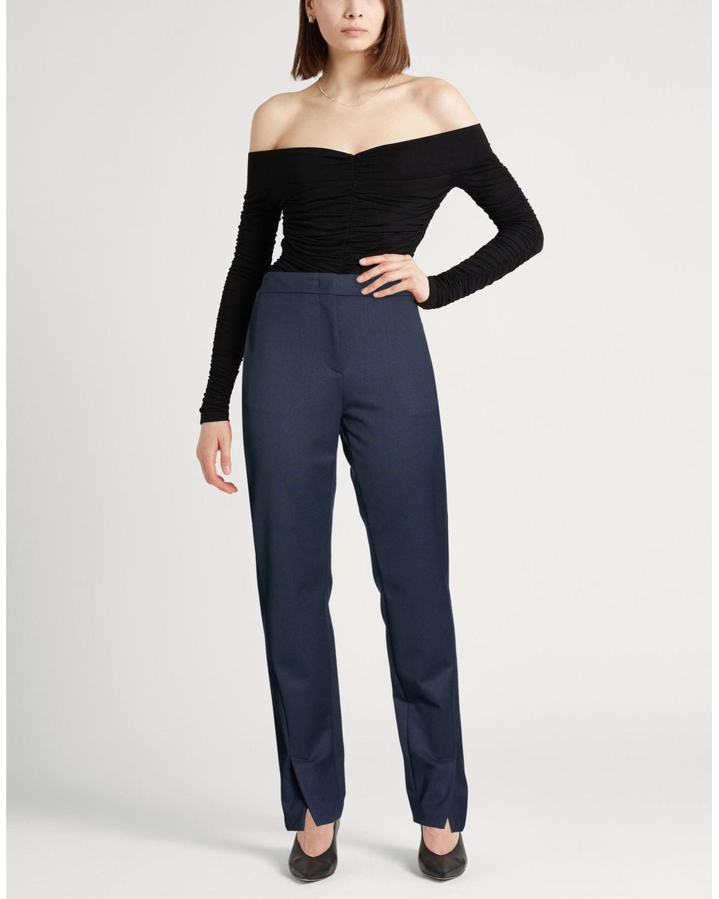Piazza Sempione Blue Pants Virgin Wool, Polyamide, Elastane