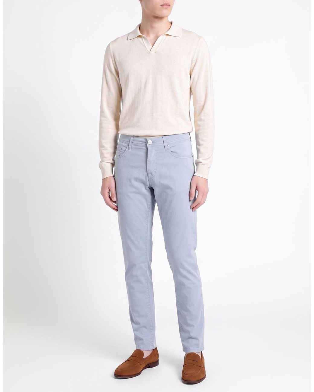 Tramarossa Blue Pants Cotton, Silk, Elastane for men