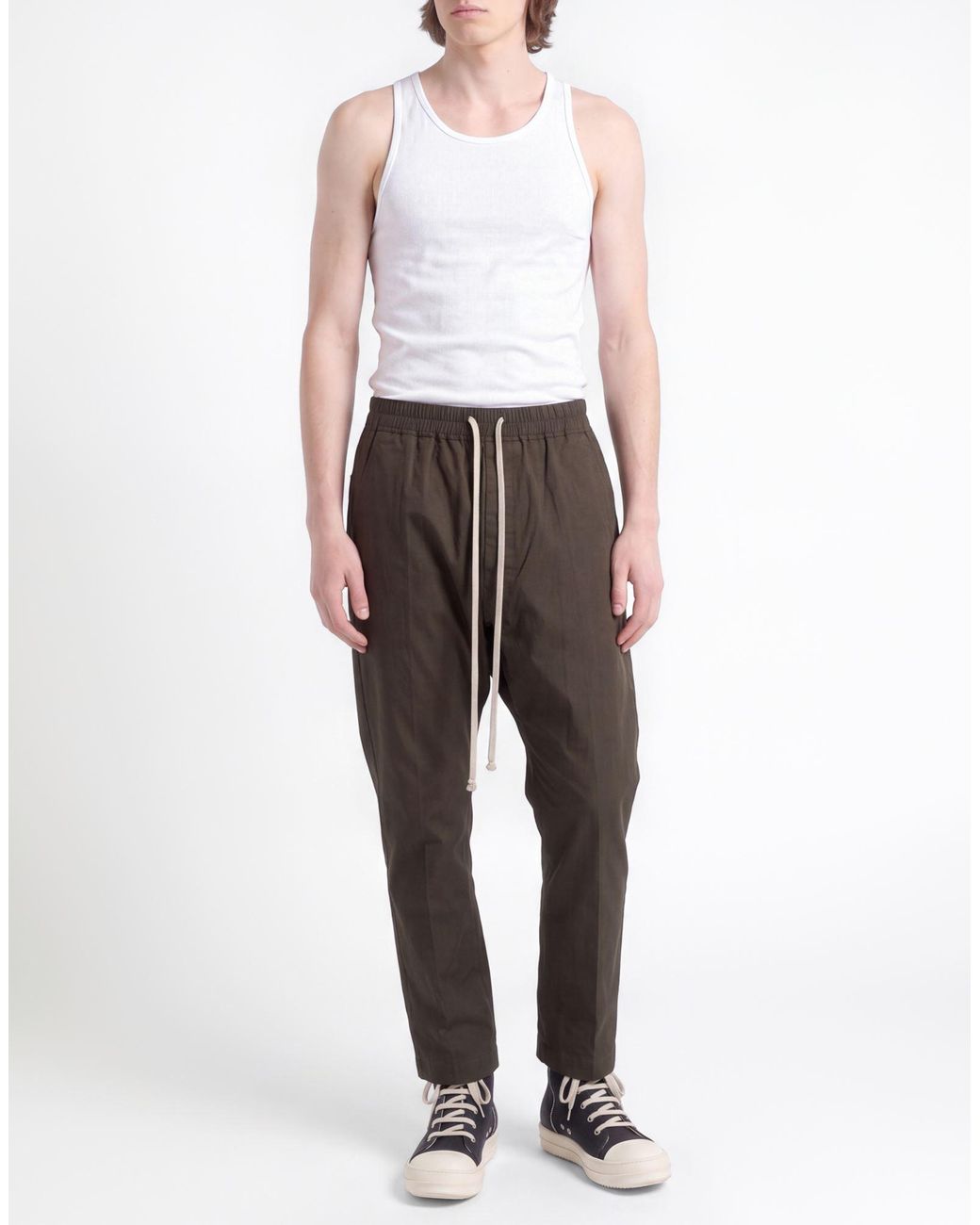 Rick Owens Green Dark Pants Cotton, Elastane for men