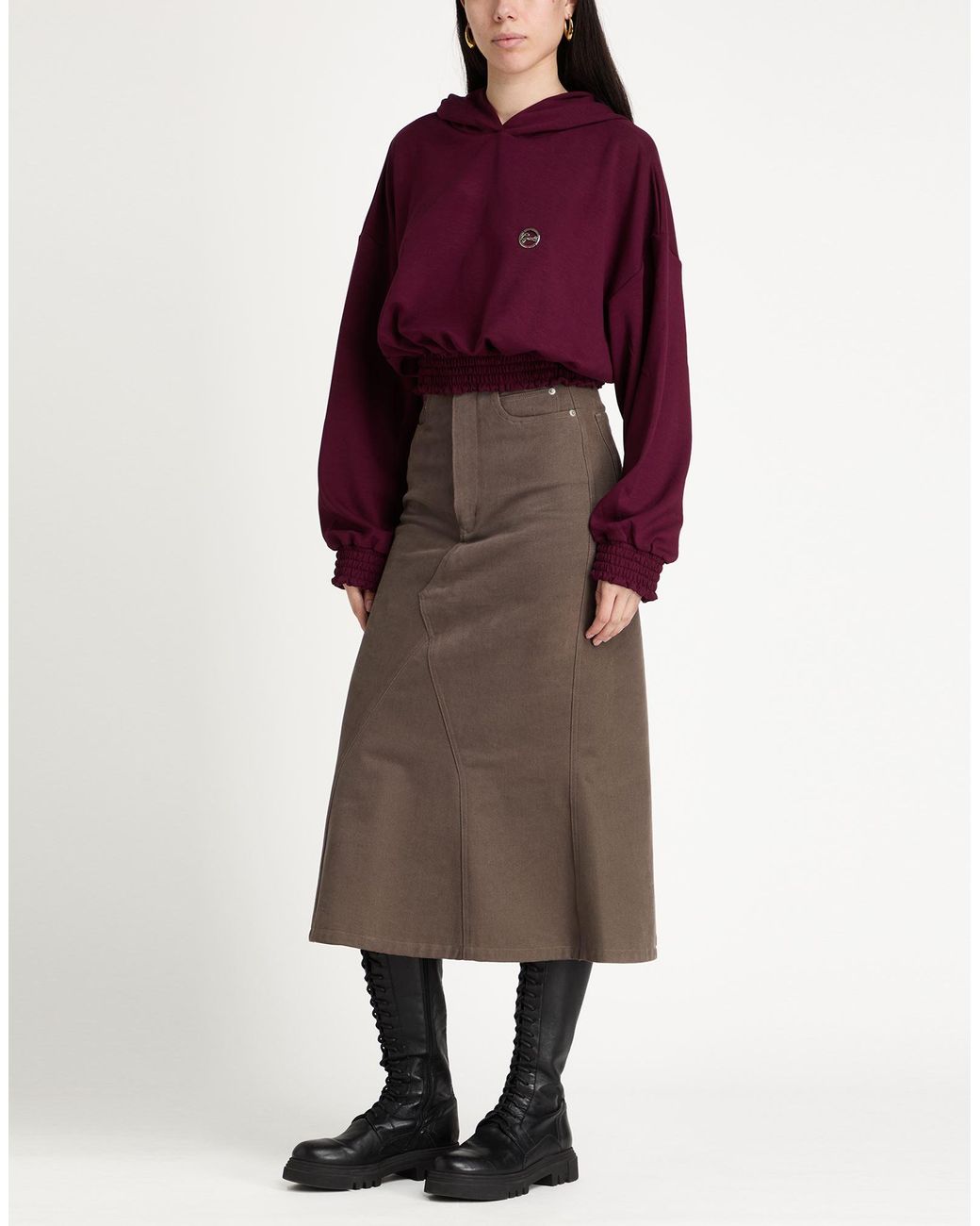 Gaelle Paris Purple Burgundy Sweatshirt Polyester, Viscose, Elastane