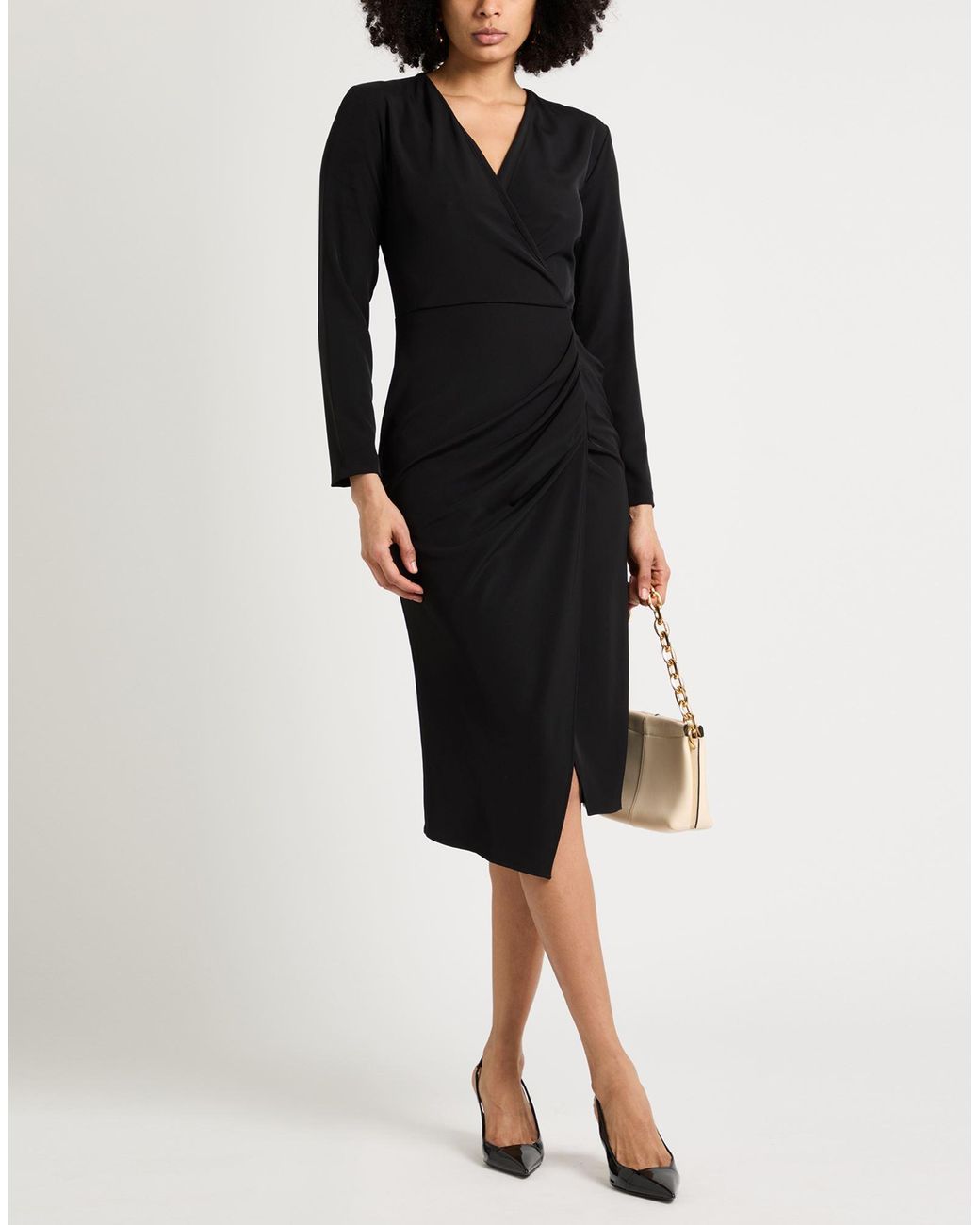 8pm Black Midi Dress Polyester, Elastane