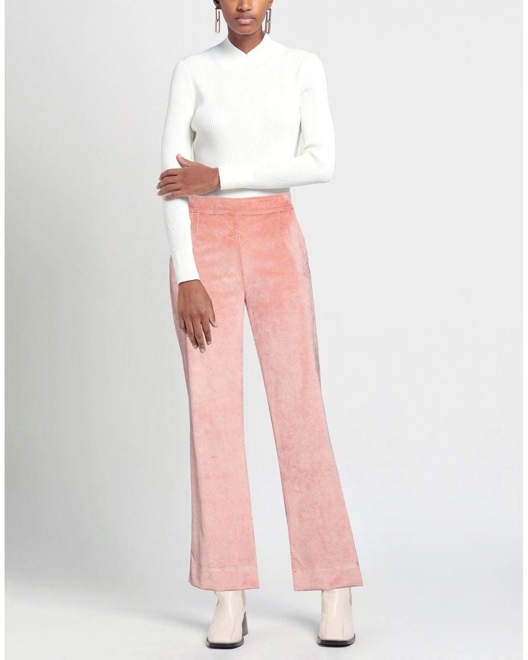 ALESSIA SANTI Pink Antique Rose Pants Viscose, Cotton, Polyester, Elastane, Silk