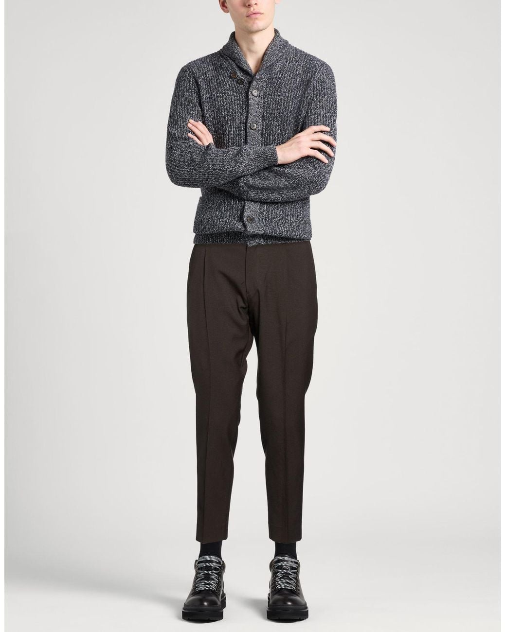BE ABLE Gray Dark Pants Virgin Wool for men