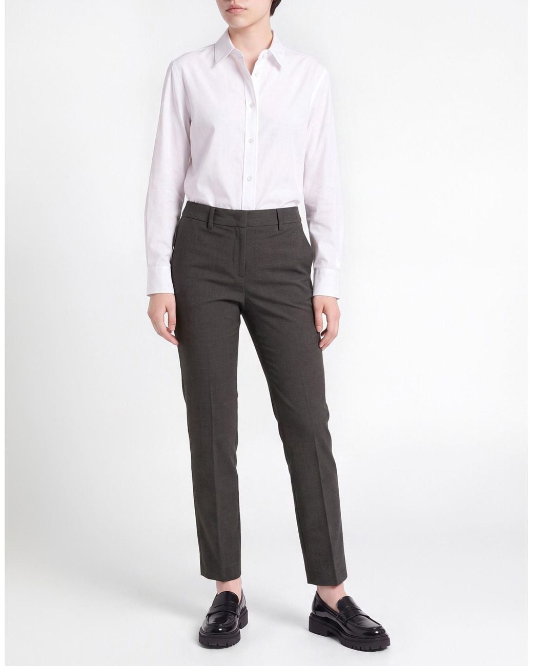 Marella Gray Charcoal Pants Polyester, Virgin Wool, Elastane