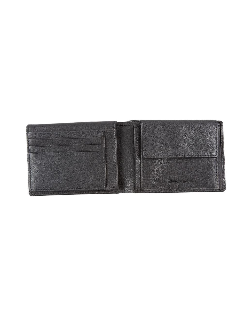 Piquadro Black Wallet Cow Leather for men