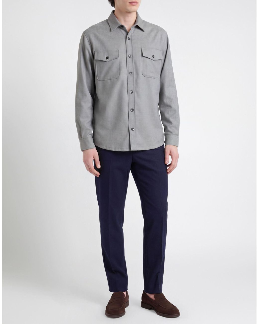 Cruna Gray Shirt Cotton, Elastane for men
