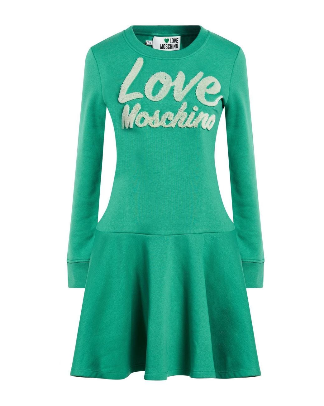 Love Moschino Green Mini Dress Cotton, Polyester