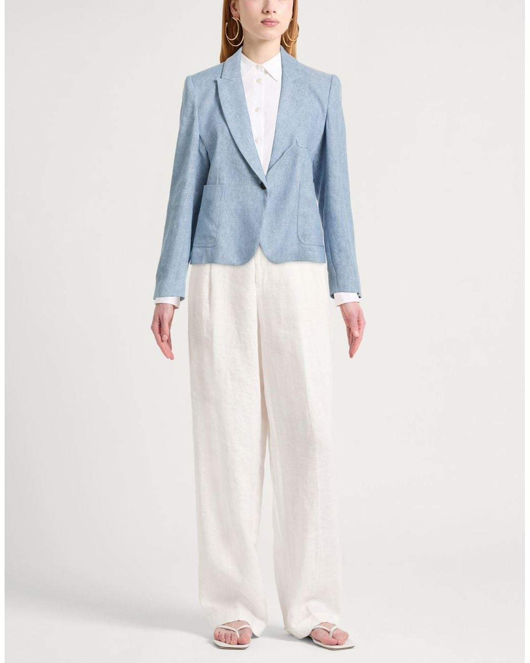 Eleventy Blue Blazer Linen, Cotton, Viscose, Polyester