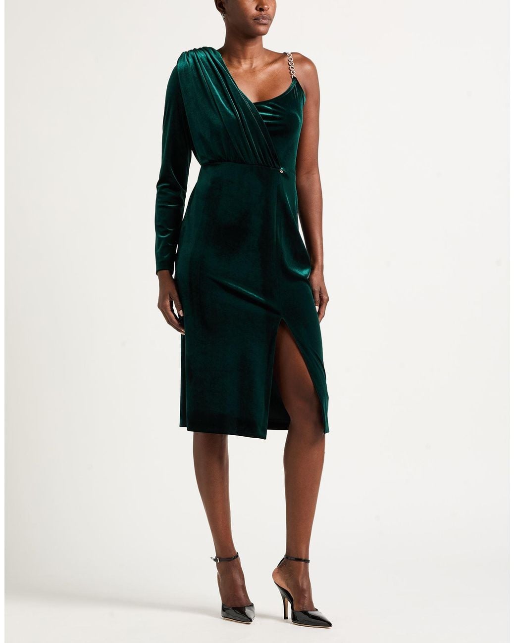 Rinascimento Black Midi Dress Polyester, Elastane