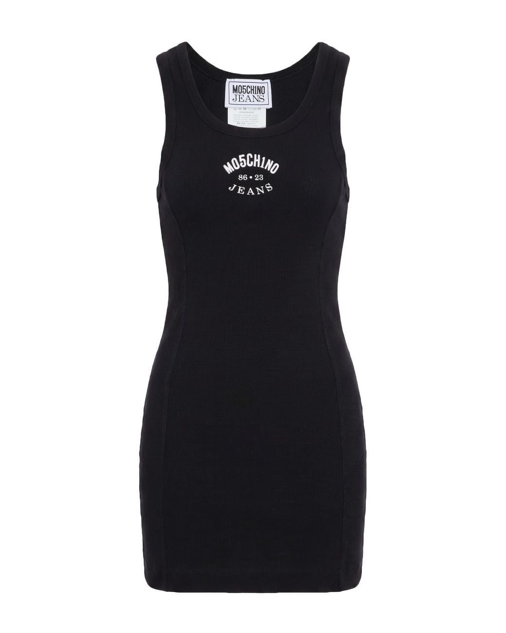 Moschino Black Mini Dress Cotton, Elastane