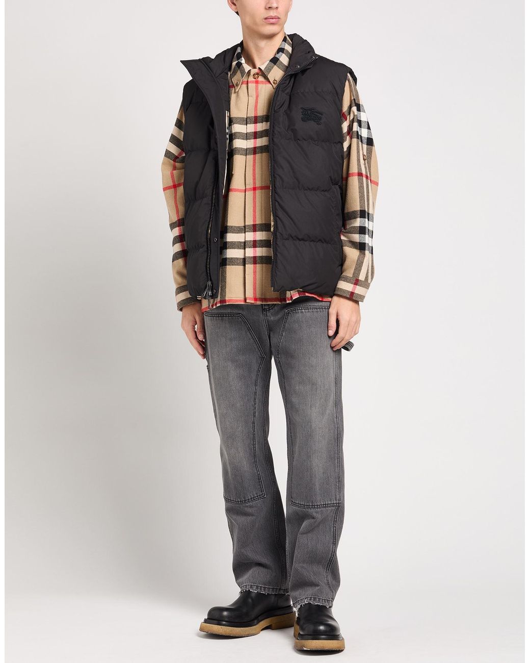 Burberry Brown Check Reversible Down Vest for men