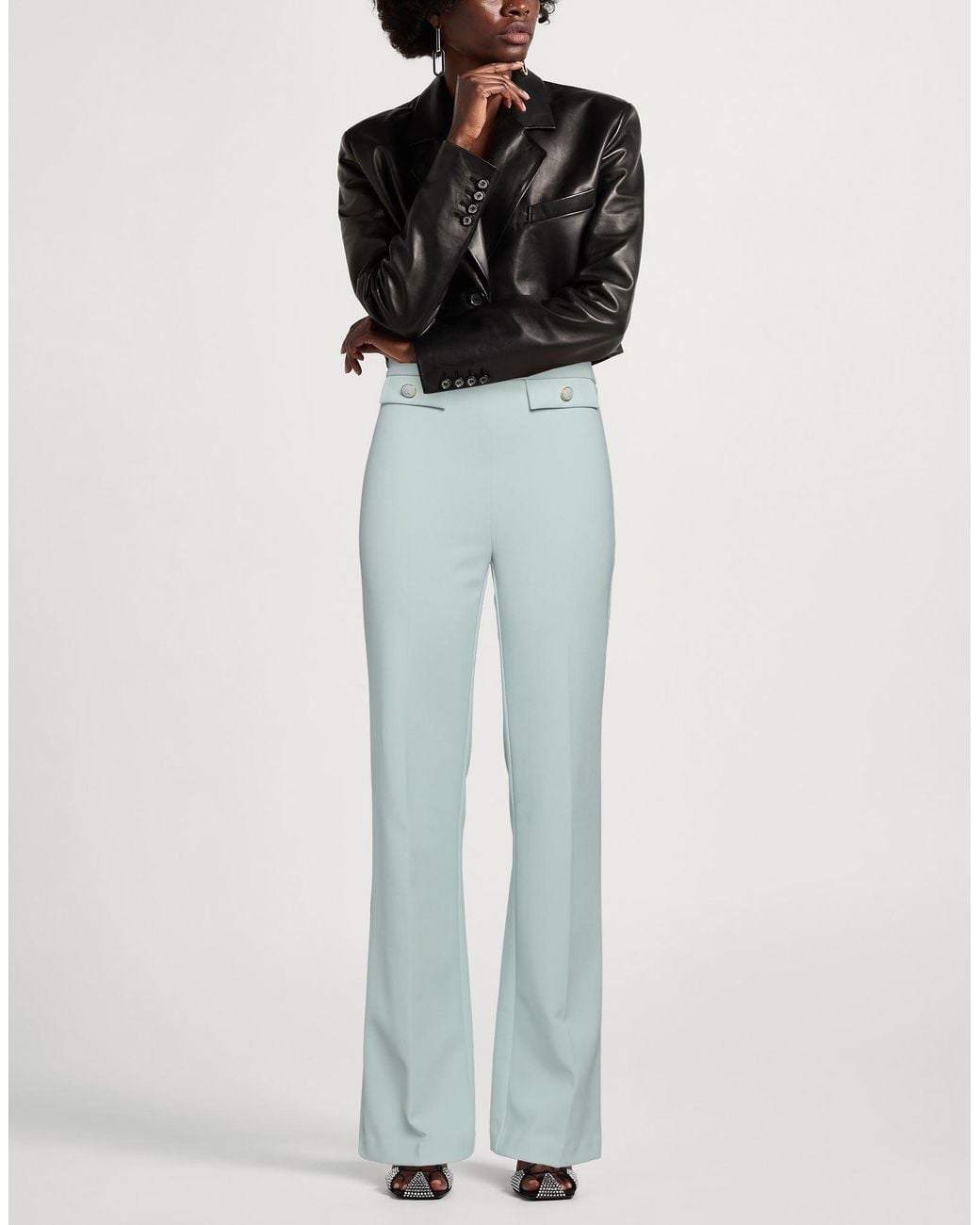 Elisabetta Franchi Blue Pants Polyester, Elastane