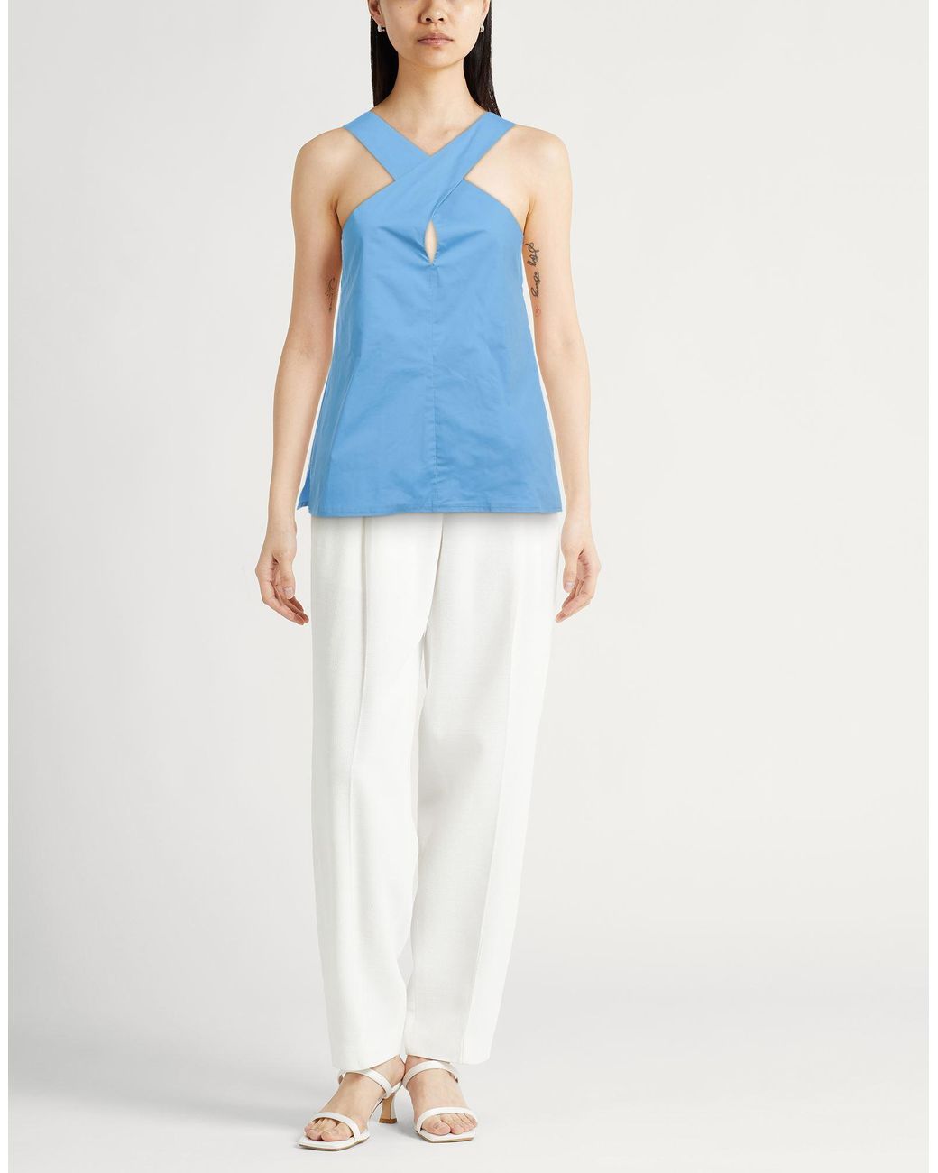.., merci italia Blue Top Cotton, Elastane