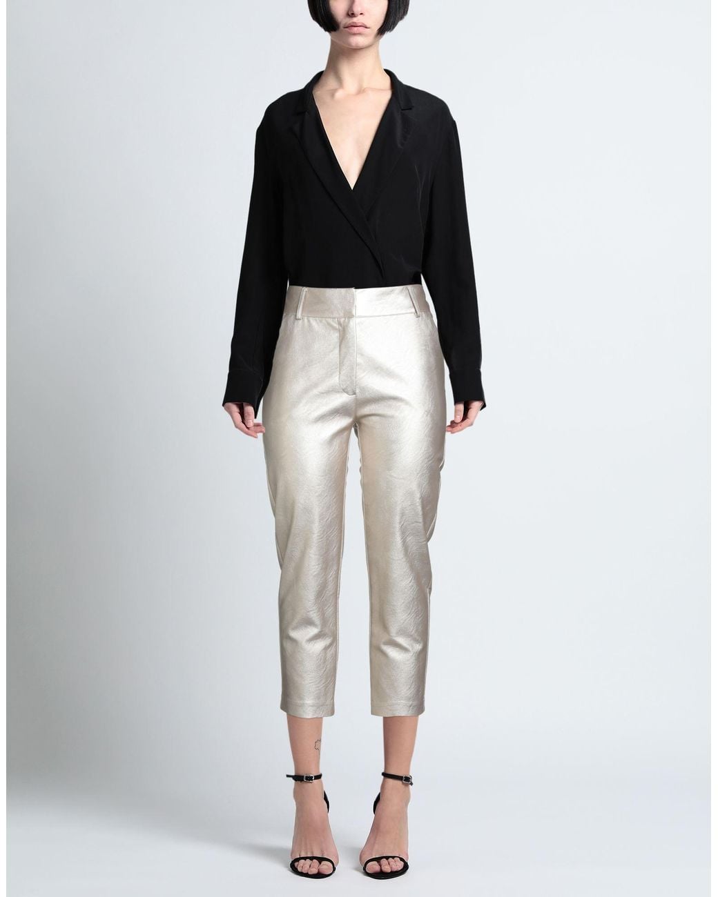 Shirtaporter White Pants Polyurethane, Viscose