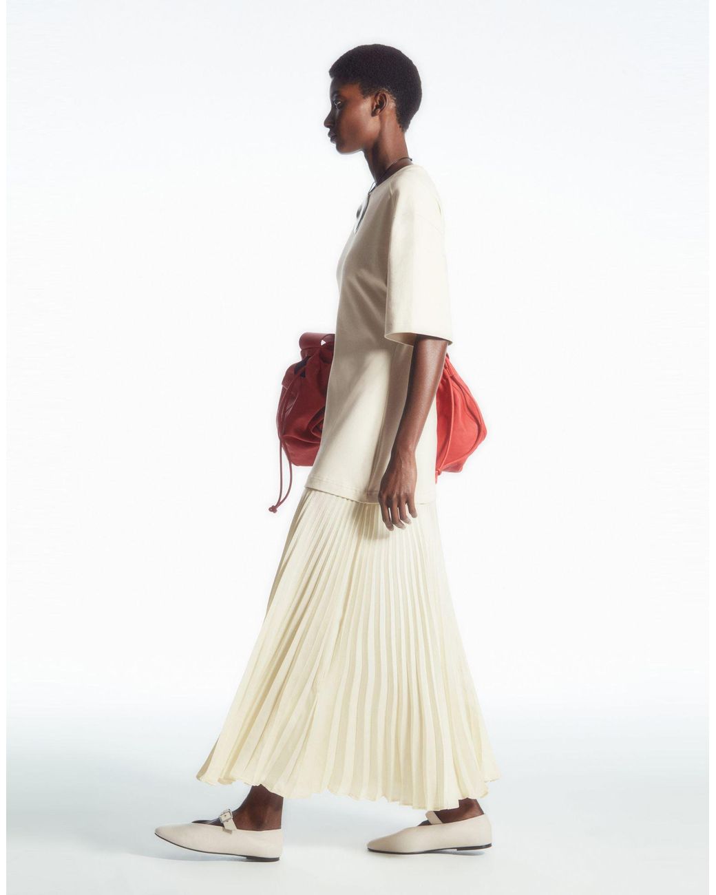 COS Pleated-skirt T-shirt Dress in White | Lyst UK