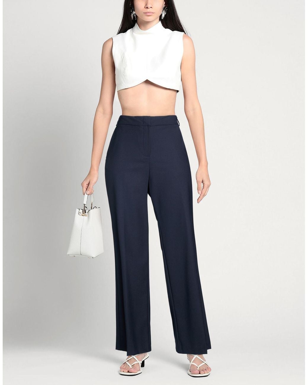 MAX&Co. Blue Midnight Pants Polyester, Virgin Wool, Elastane