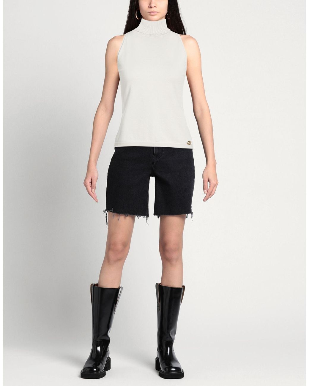 Twinset White Light Top Viscose, Polyester