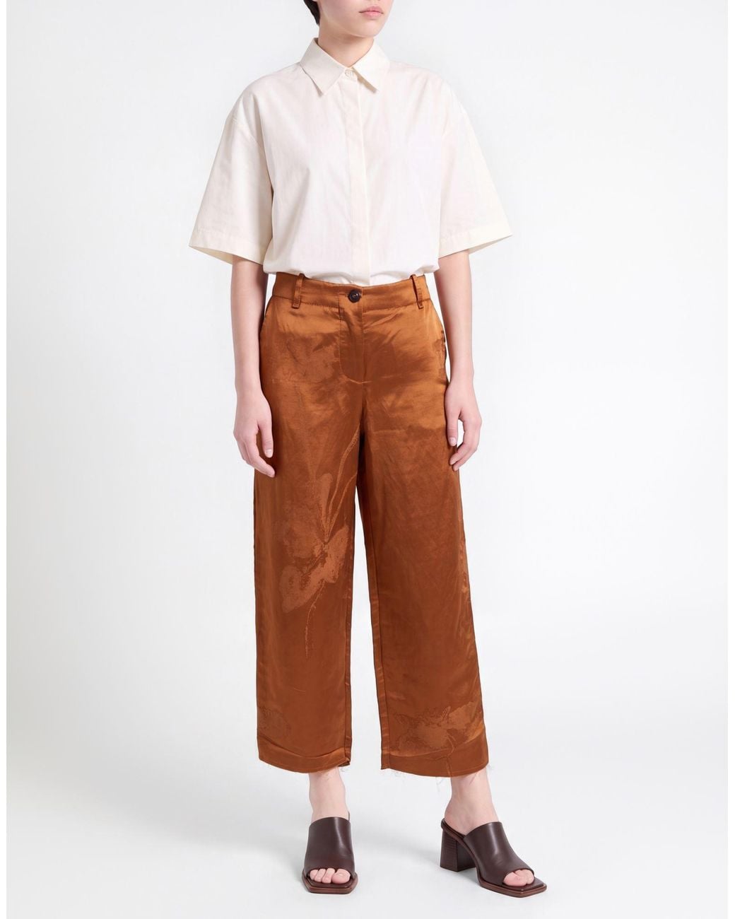 Masnada Brown Pants Viscose, Linen
