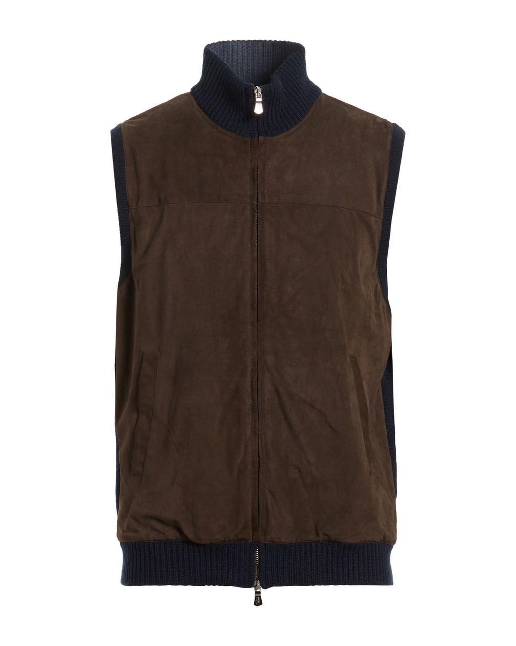 Fedeli Brown Vest Cashmere, Lambskin for men