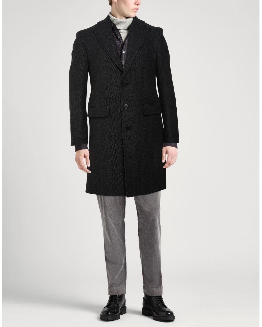 Tombolini Black Charcoal Coat Wool, Polyamide for men