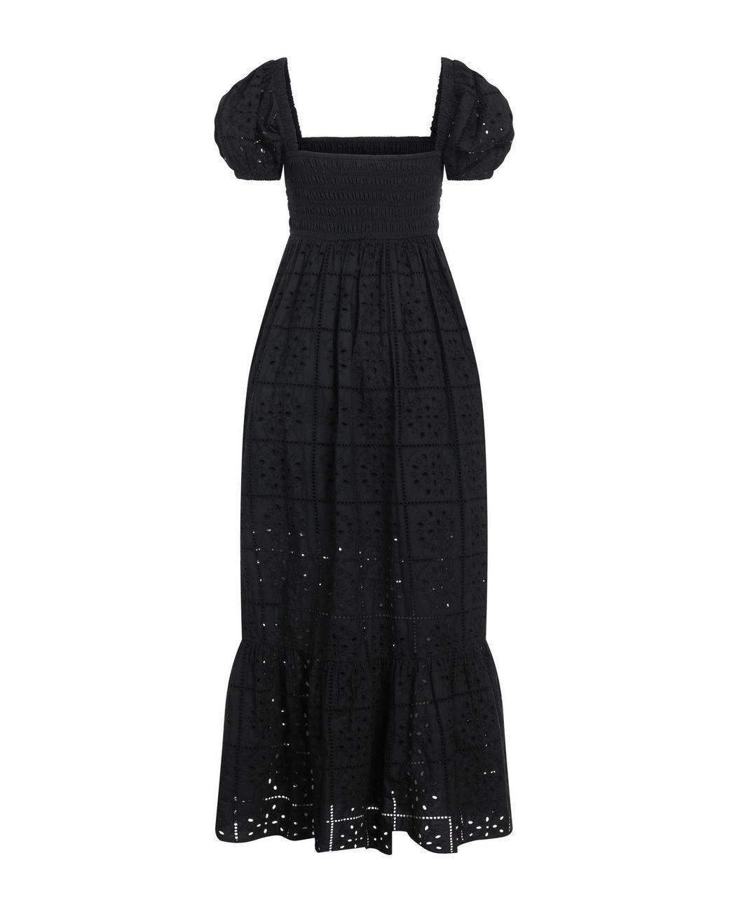 Ganni Black Simple Lace Short-Sleeved Dress