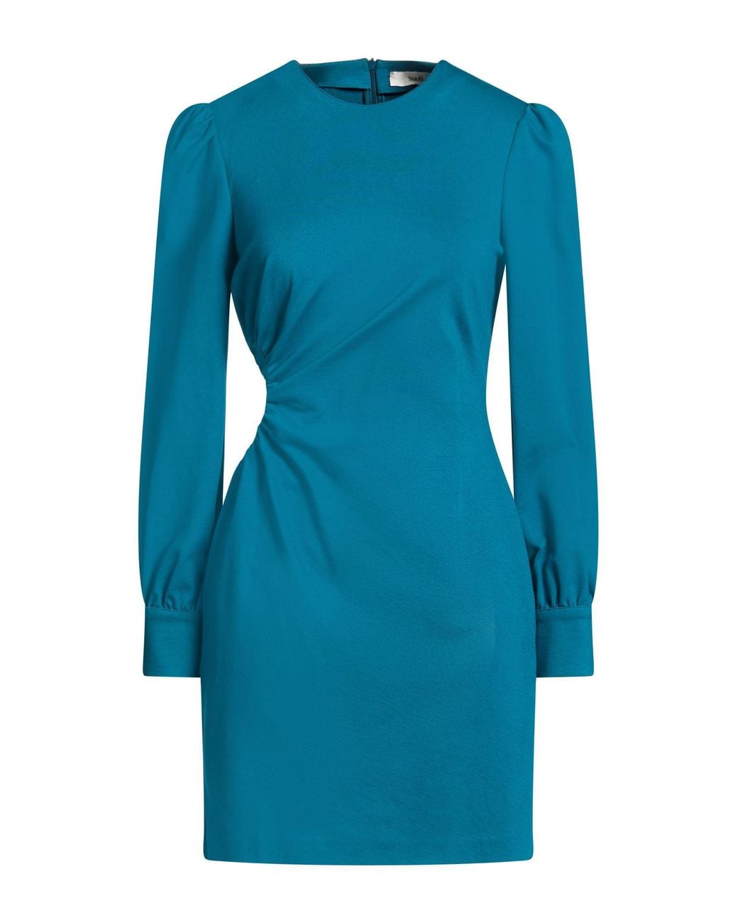 Suoli Blue Deep Mini Dress Viscose, Polyamide, Elastane