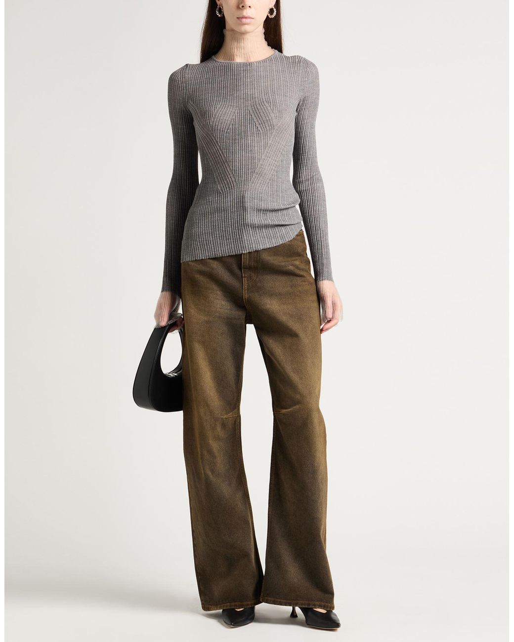Sportmax Gray Turtleneck Virgin Wool, Polyamide