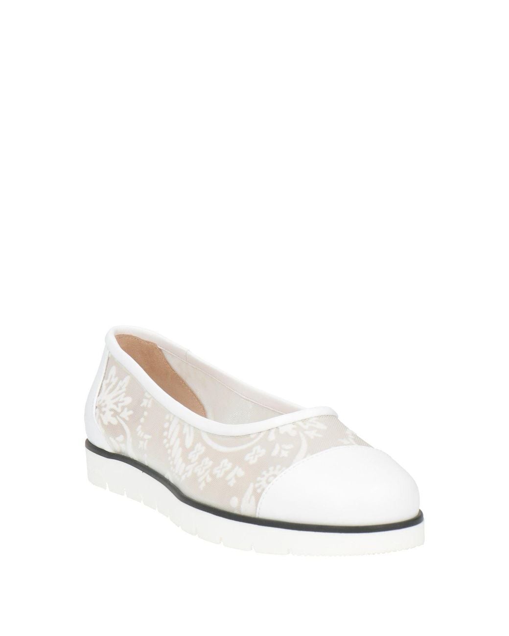 Baldinini White Ballet Flats Textile Fibers, Leather