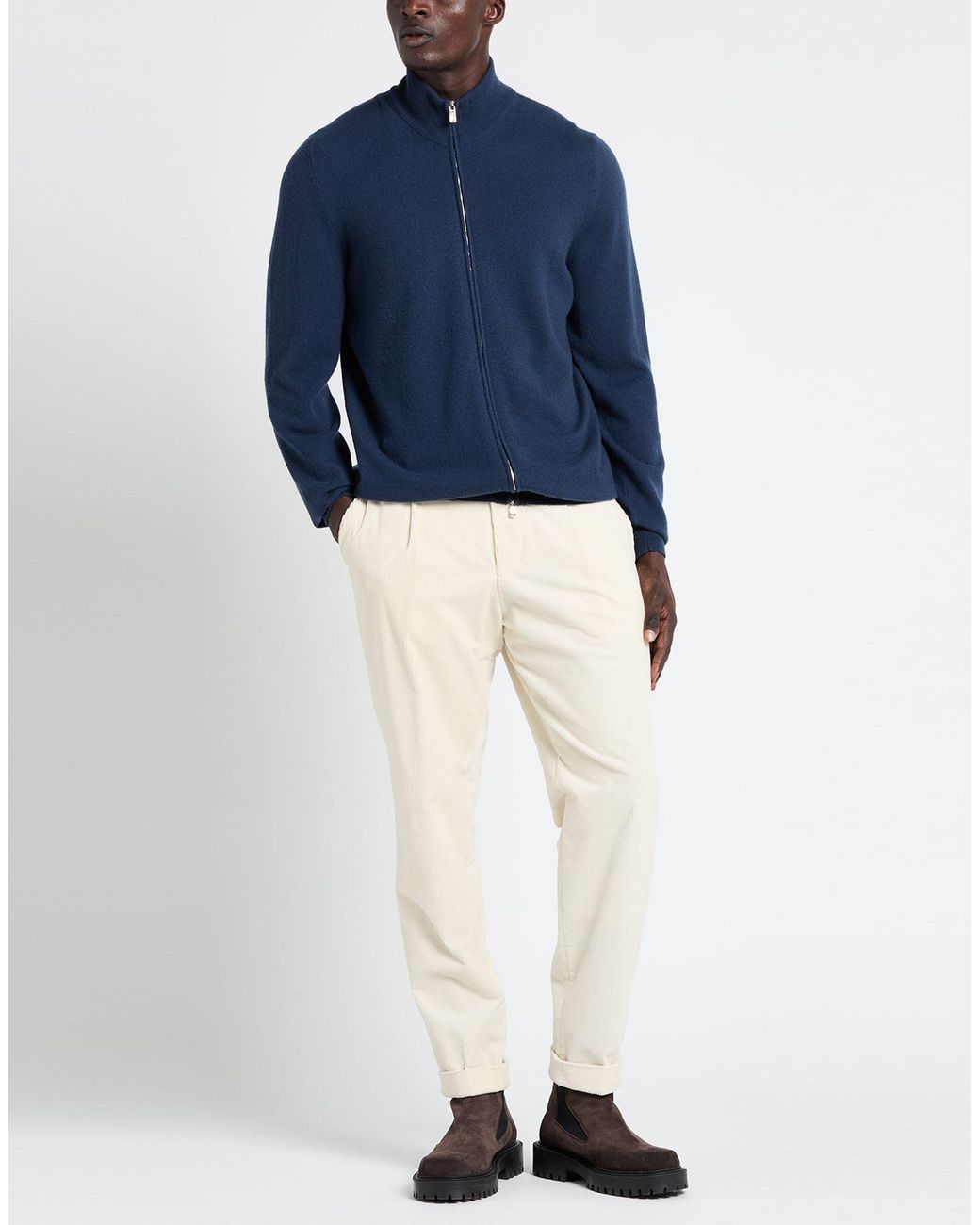 Fedeli Blue Cardigan Cashmere for men