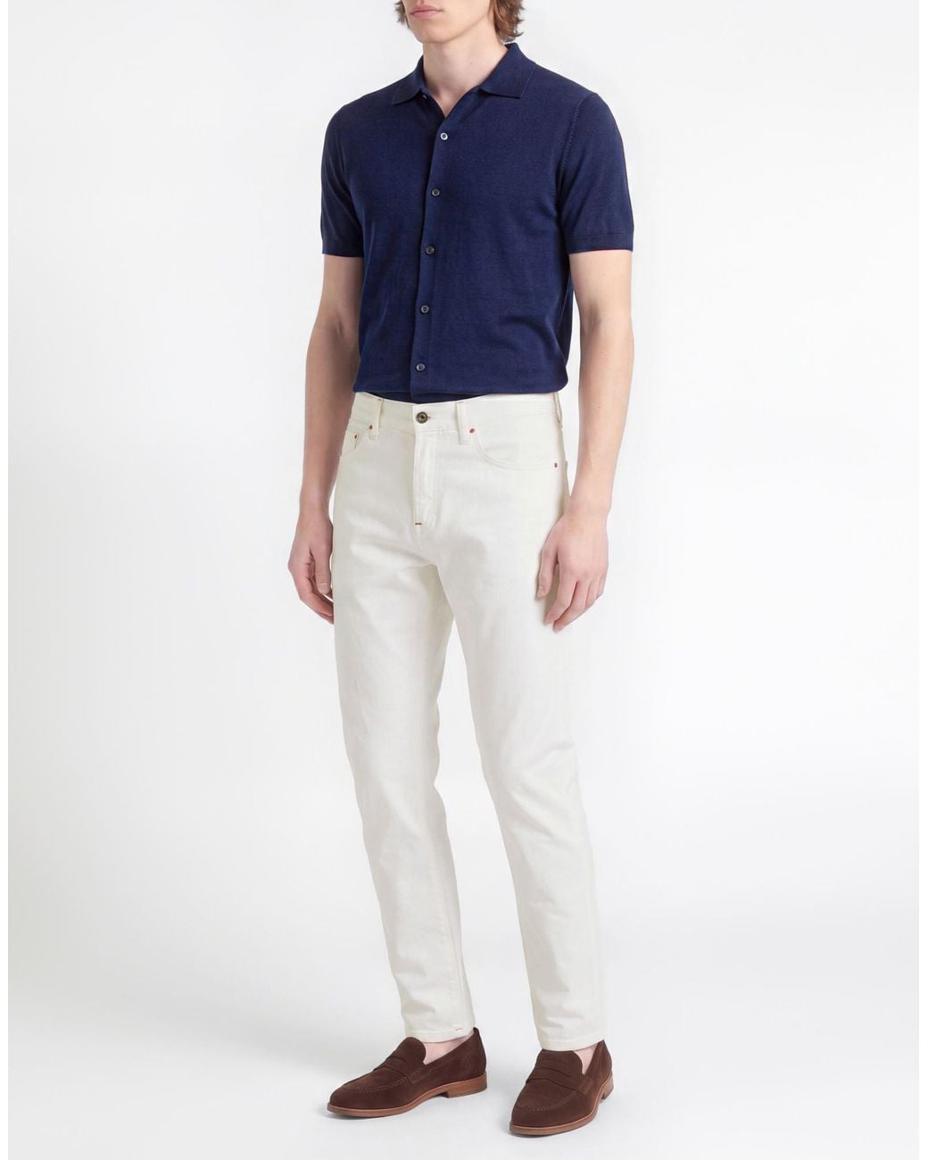 Isaia White Pants Cotton, Elastane for men