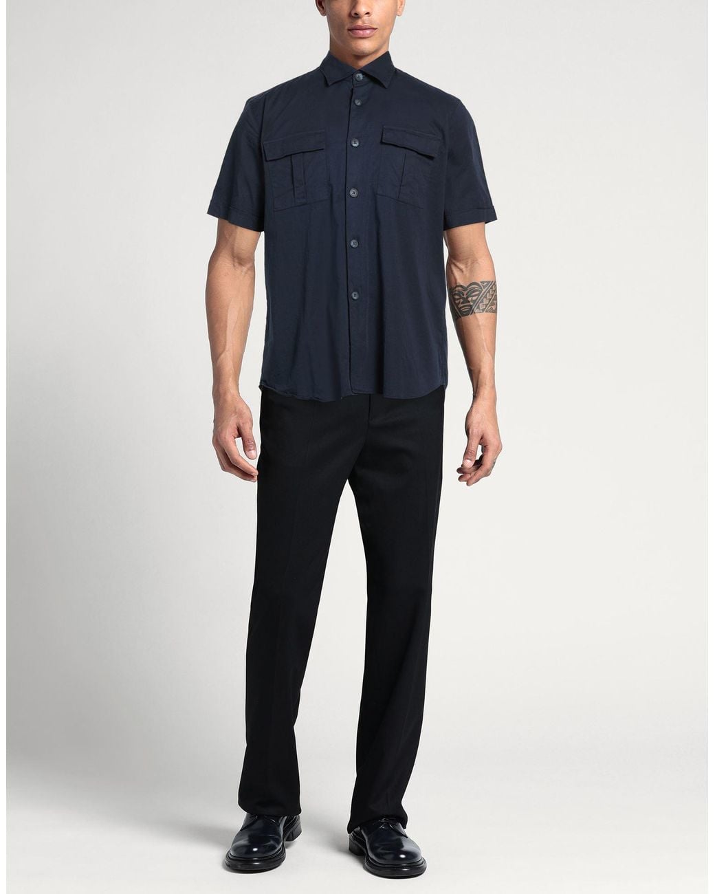 Agho Blue Shirt Cotton, Elastane for men