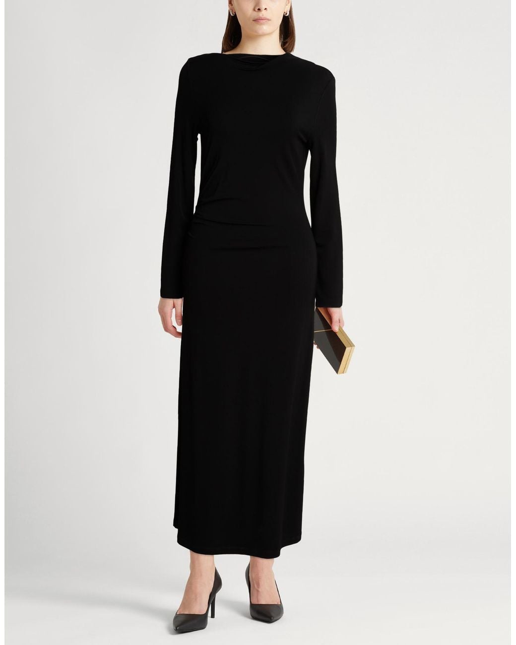 Peserico Black Midi Dress Viscose, Elastane