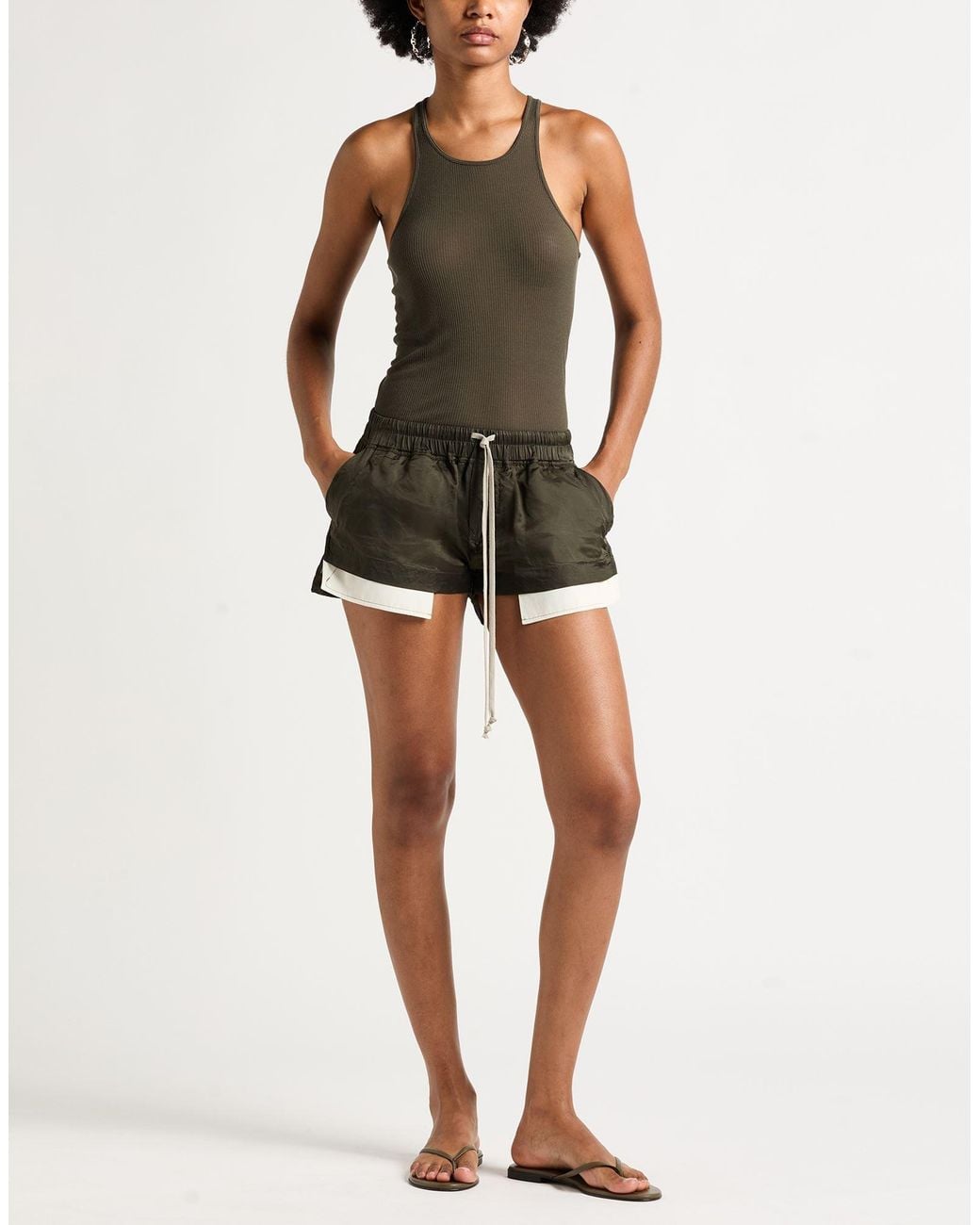 Rick Owens Green Dark Shorts & Bermuda Shorts Cupro