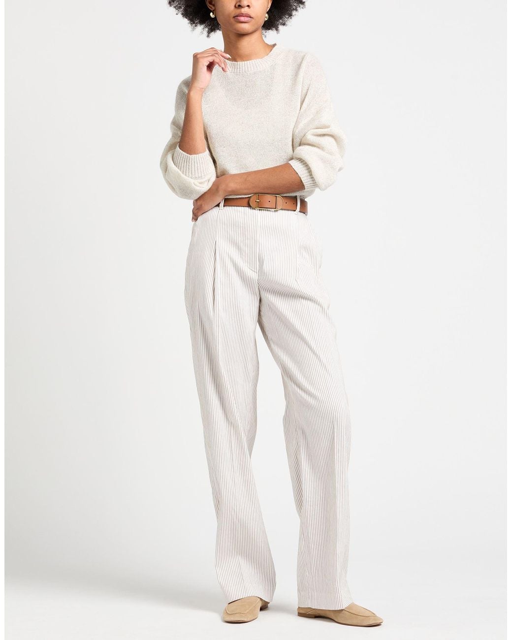 Brunello Cucinelli White Pants Linen, Cotton, Elastane
