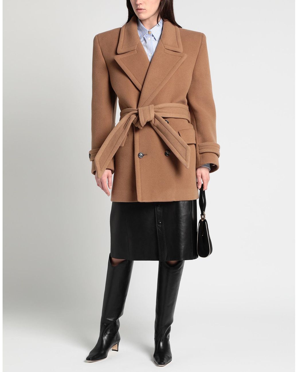 Saint Laurent Coat in Brown | Lyst UK