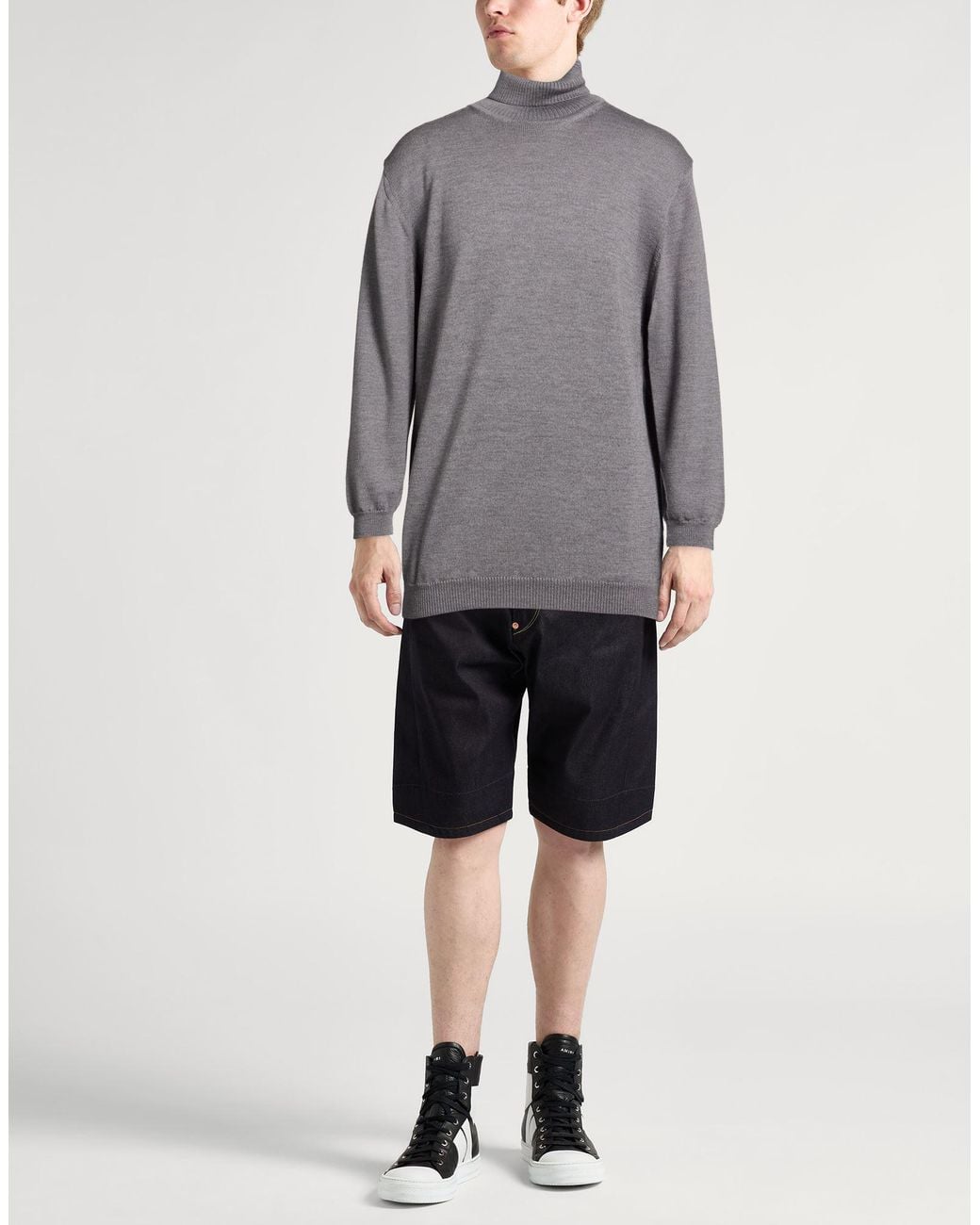 Daniele Fiesoli Gray Turtleneck Merino Wool for men