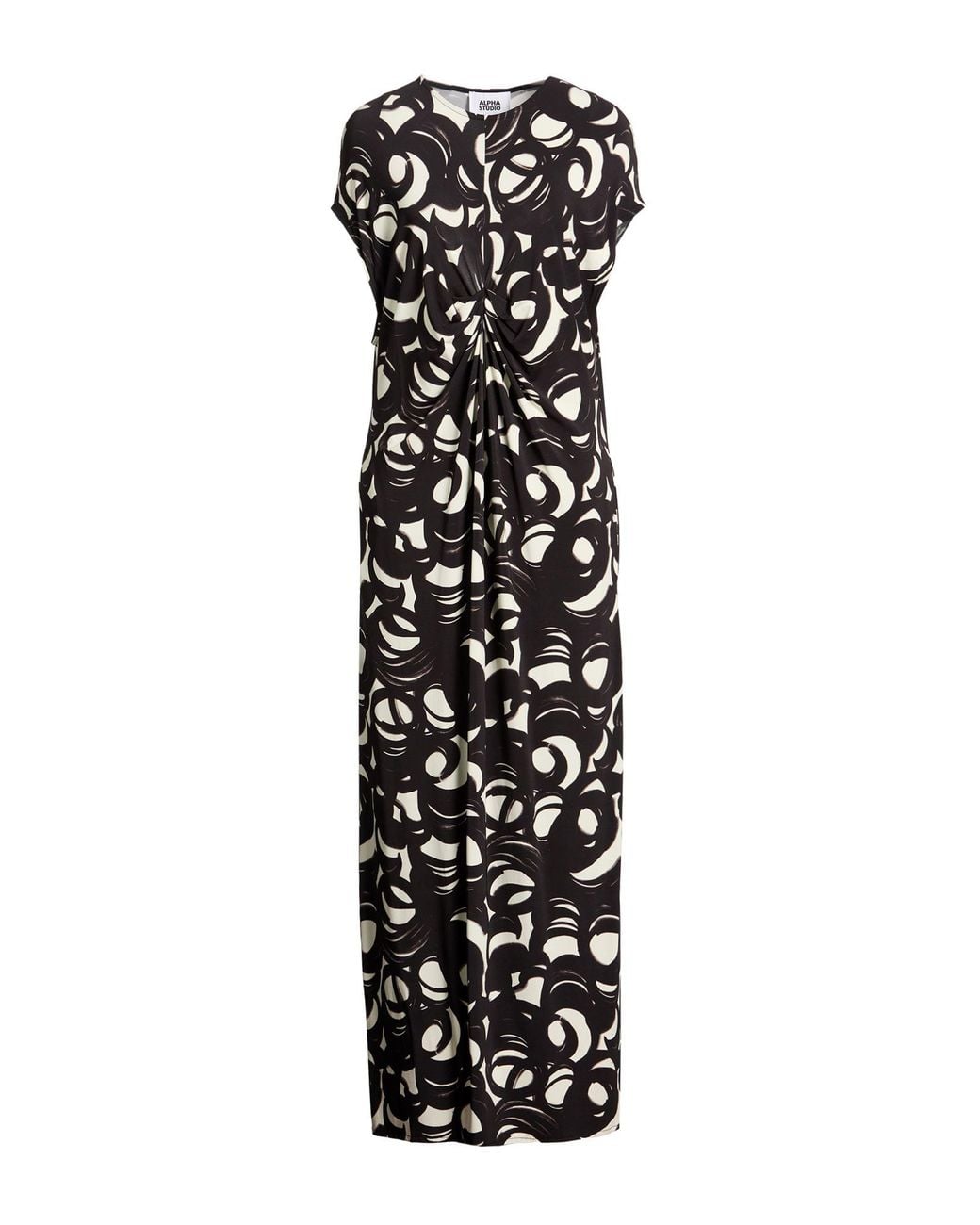 Alpha Studio Black Maxi Dress Viscose, Elastane