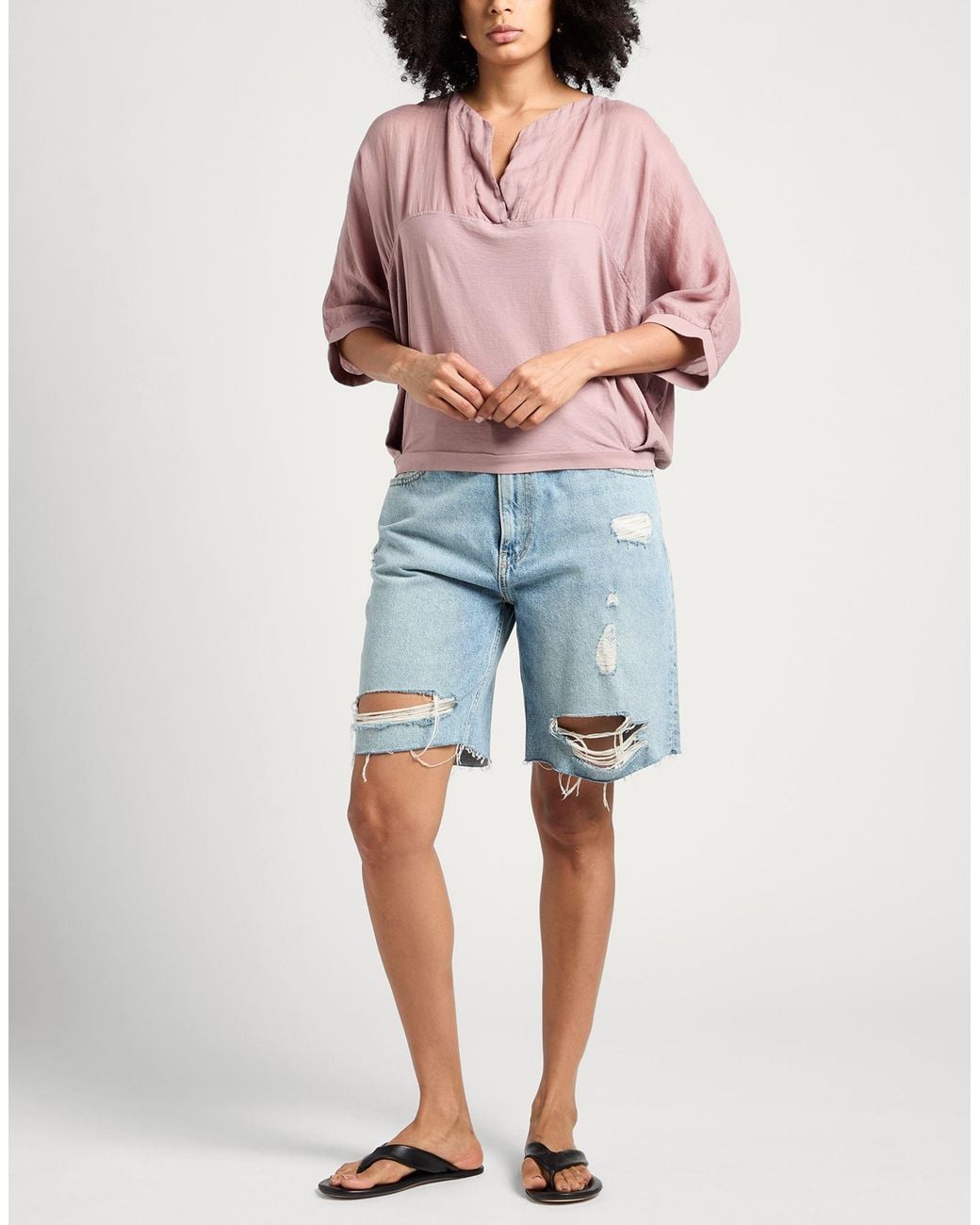 European Culture Pink Top Ramie, Cotton, Elastane