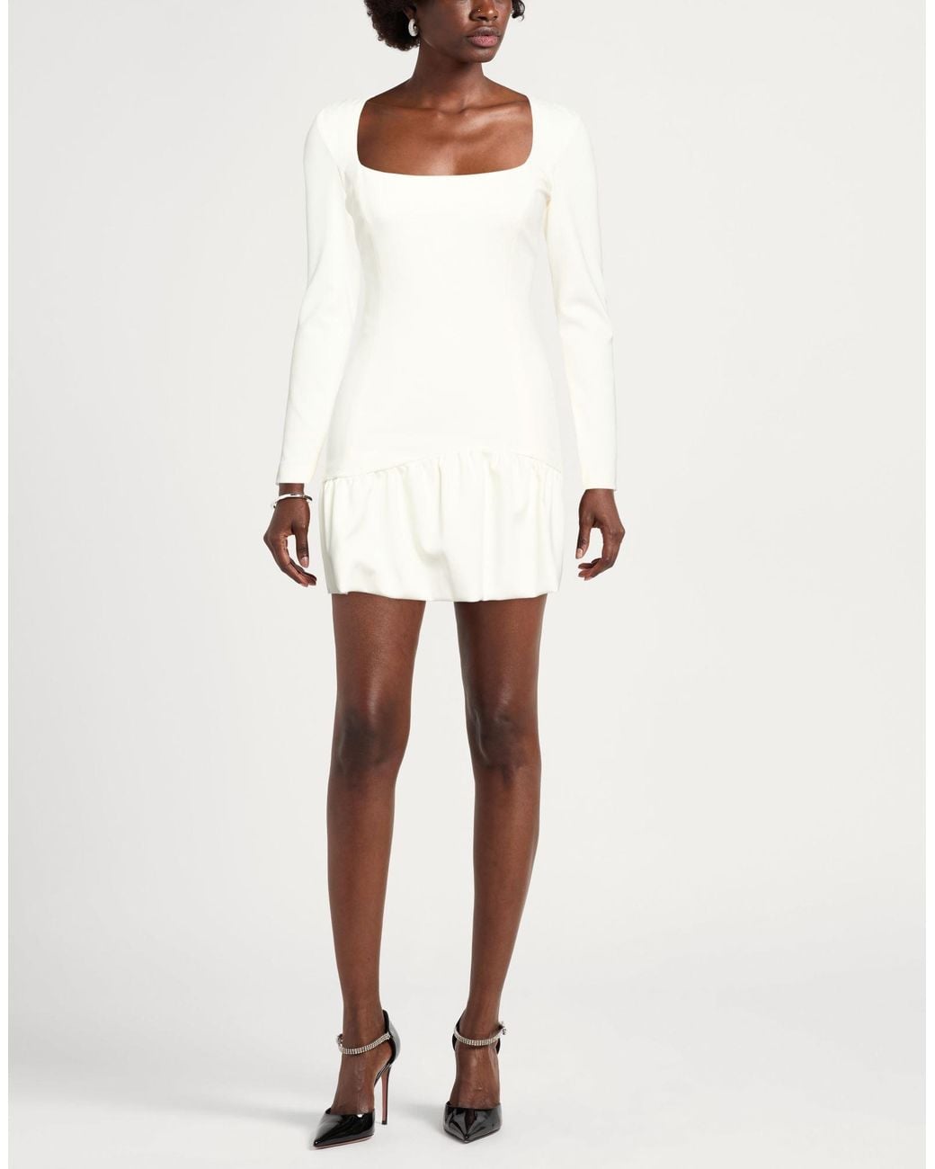 Pinko White Mini Dress Viscose, Nylon, Elastane