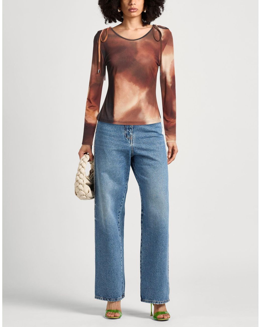 Saks Potts Brown Top Polyester, Elastane