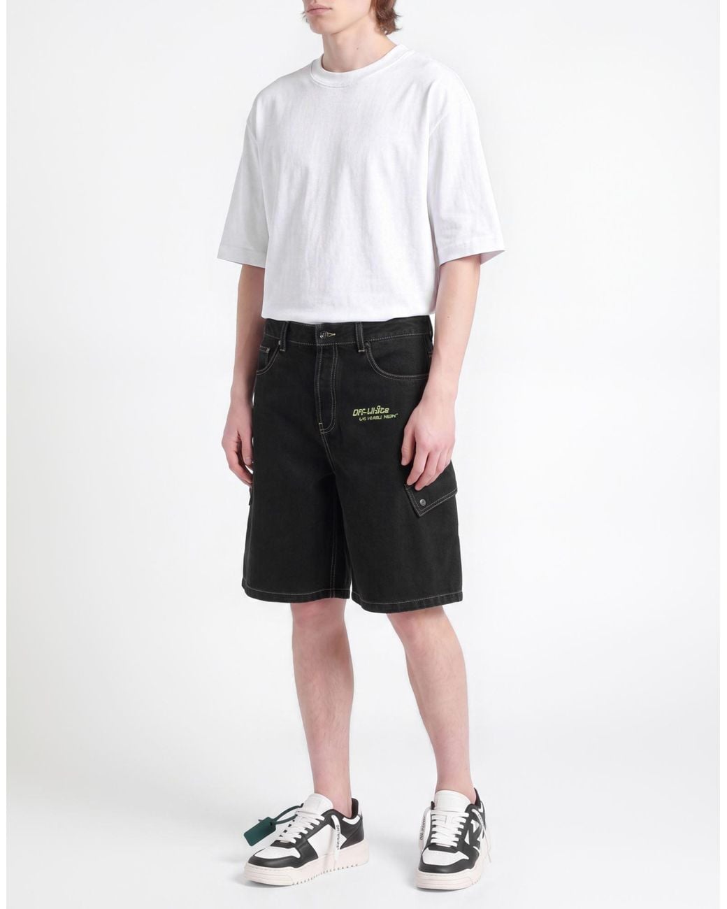 Off-White c/o Virgil Abloh Black Charcoal Denim Shorts Cotton for men