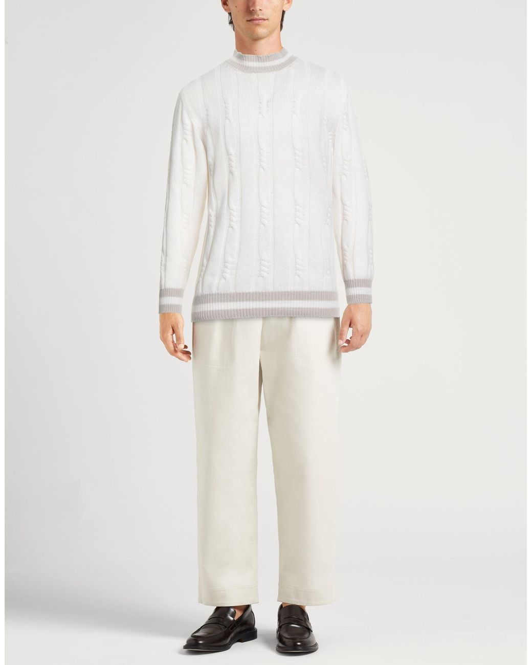 Eleventy White Platinum Ivory Turtleneck Cashmere for men