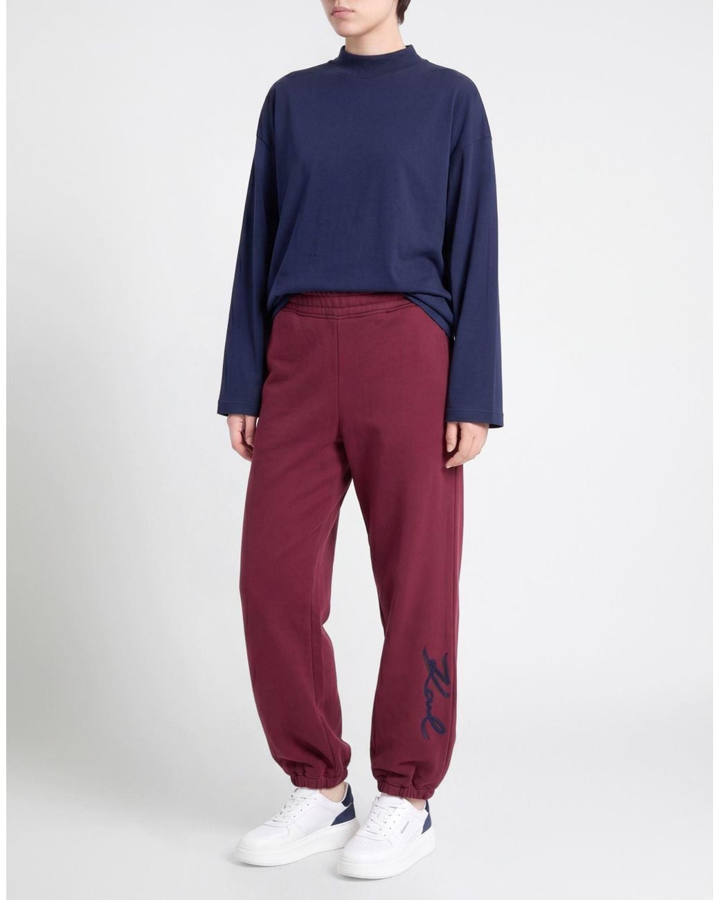 Karl Lagerfeld Red Burgundy Pants Cotton, Polyester