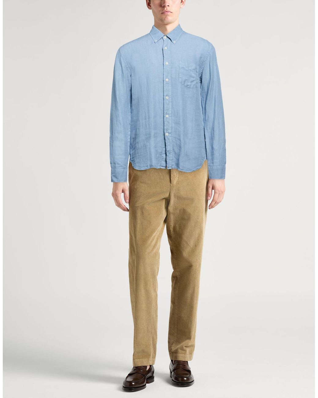 120% Lino Blue Shirt Linen for men